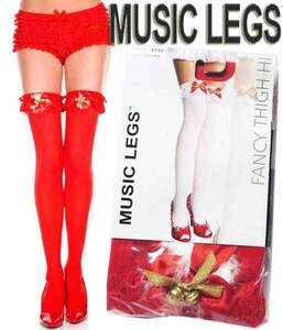 9a1)クリスマスMUSICLEGSジングルベル&リボンタイツ赤サンタ衣装