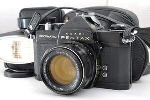 [KRK19]ペンタックス SP フィルム一眼レフカメラ SPOTMATIC ASAHI PENTAX レンズ 50mm f/1.4 標準単焦点レンズ フラッシュ SUPER-LITE II