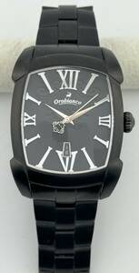 「オロビアンコ　1円～」　「OROBIANC」　OR-0012N　レッタンゴラ　黒文字盤　腕時計　クォーツ　稼働　メンズ　U8246
