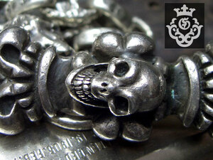 †Skull On 4Heart Keeper & With 2Lions & Maltese Cross H.W.O Chiseled Anchor Links Wallet Chain VINTAGE ガボール GABORATORY USA♂ 
