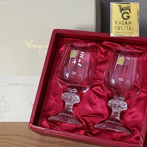 カガミクリスタル クリスタルグラス 2点セット 日本製 KAGAMI CRYSTAL ワイングラス 硝子 キッチン雑貨 食器美品【80u5】