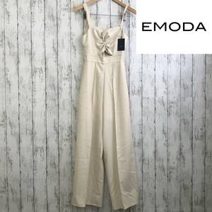 EMODA　エモダ　アシンメトリーツイストオールインワン　Fサイズ　アイボリー　フロントはクロスデザイン　S6-81　USED