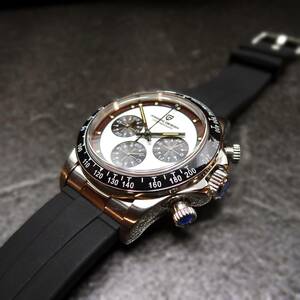 送料無料・新品・パガーニデザイン・メンズ・セイコー製VK63クロノグラフクオーツ式腕時計・オマージュ・ラバーストラップモデル・PD-1676