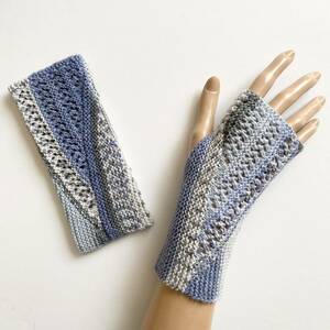 コットン混 オパール毛糸 手編み 冷房対策 UV ハンドメイド ハンドウォーマー カバー 指なし手袋 E