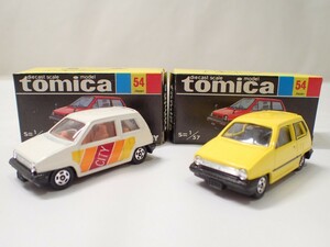 m2376 / 未使用 保管品 トミカ 日本製 No.54 ホンダ シティ 黒箱 トミー TOMY TOMICA HONDA CITY 2台 セット まとめて 当時物 現状品