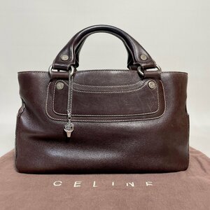 2401-137-3｜CELINE セリーヌ ブギーバッグ ハンドバッグ レザー ダークブラウン トリオンフロゴ金具 保存袋・ホイッスル付き