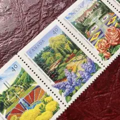 51202セール現品限り　外国切手未使用　カナダ発行庭園植物他5種連刷揃