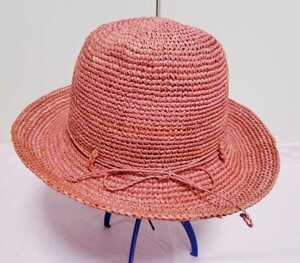 夏用★帽子★使用頻度少★ピンク★サイズ５７．５ｃｍ★美品★天然素材