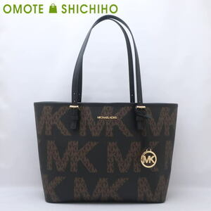 MICHAEL KORS マイケルコース JET SET TRAVEL ミディアム トートバッグ MK シグネチャー PVC ブラウン 35H0GTVT6I 未使用品◆Sランク