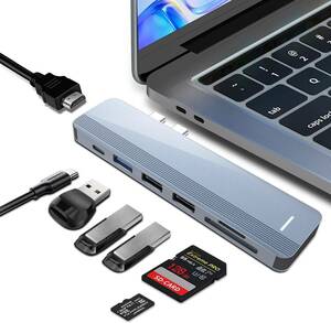 T-445 Macbook ハブ MacBook Air ハブ mac ハブ 7in2 2023 Macbook Pro USB Type C ハブ 4K HDMIを搭載/100W PD急速充電