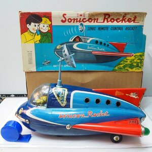 増田屋【Sonicon Rocket音波操縦ソニコン 宇宙パトロールカー 動作不調】ブリキ製スペース ロケット■MODERN TOYS マスダヤ【箱付】0589