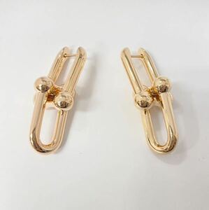 未使用・極美品　定価62万品　TIFFANY ティファニー HardWear ハードウェア ラージリンクピアス　K18RG 全長3.6cm 正規品　11.7g