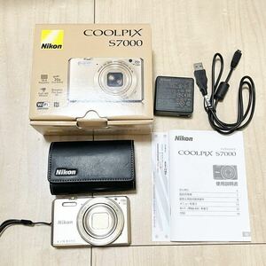 504 電源確認済み／ニコン クールピクス Nikon COOLPIX S7000 コンパクトデジタルカメラ 付属品 箱 取扱説明書