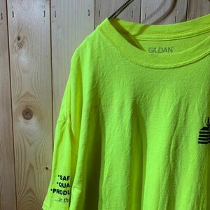 【KY593】GILDAN 半袖Tシャツ 蛍光イエロー メンズ XL ポス