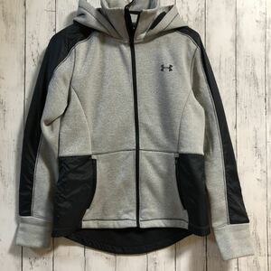 【UNDER ARMOUR】アンダーアーマー フルジップ 裏起毛 ジャケット レディース L スポーツウェア グレー×ブラック　送料無料！