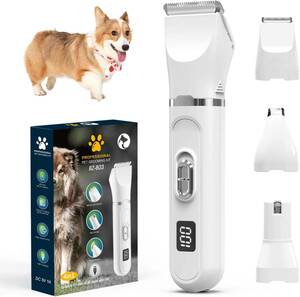 【2023年新登場】YIEASON 最新犬用バリカン 4in1ペット用バリカン 猫 LEDディスプレイ 電動猫犬爪切り 猫用バリカン