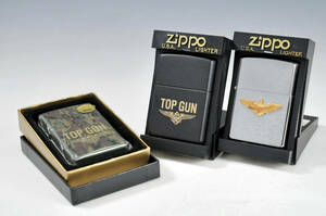 【ZIPPO】　TOP GUN　トップガン　迷彩　ミリタリー　３点まとめ品　●　オイルライター　0302117-8