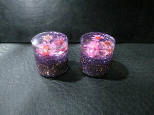 水中花　エアバルブキャップ　2個セット　円錐　紫ラメ/ピンクかすみ草　大　62