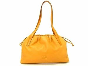 1円 ■美品■ LOEWE ロエベ アナグラム ナッパレザー ハンドバッグ トート ショルダー 肩掛け レディース イエロー系 AZ1565