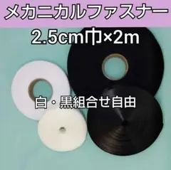 メカニカルファスナー 2m×2.5cm巾 のりなし　縫製タイプ 白・黒組合せ自由