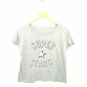 シュガーローズ Sugar Rose Tシャツ カットソー ボートネック 英字 星柄 綿 コットン 半袖 F グレー 灰 /TT10 レディース