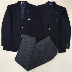 (Y)A849(中古) 福島県 本宮市立本宮第二中学校 男子学生服 3点セット /校章付/155A/W70/ブレザー/ズボン/T・H・D LA MAISON/冬服/夏服/制服