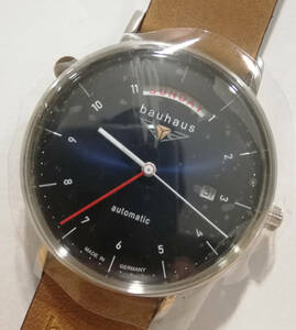 【未使用】BAUHAUS バウハウス 腕時計 自動巻き 青文字盤 デイデイト ドイツ製 GERMANY 箱なし 新品