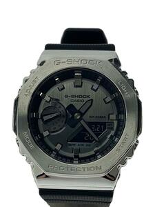 CASIO◆クォーツ腕時計_G-SHOCK/デジアナ/ラバー/SLV/BLK