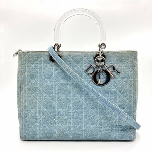 クリスチャンディオール Christian Dior レディ ディオール デニム 2way ショルダーバッグ ハンドバッグ 水色 斜めかけ 鞄 カバン 6-1-539