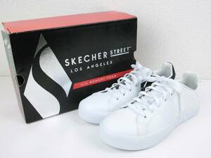 【訳あり未使用】SKECHERS MASTER GLAM ◆低反発インソール ◆軽量 コートスタイルスニーカー 左25cm 右24cm 左WHT 右WBKL【1213】