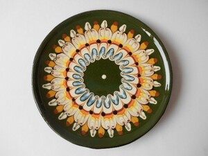 ブルガリア 陶器 トロヤン 焼き 皿 グリーン マルチカラー 03517