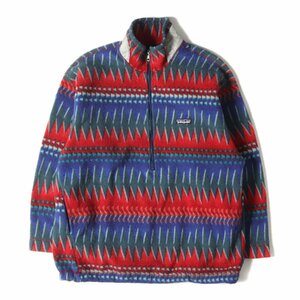 Patagonia パタゴニア ジャケット サイズ:KIDS14(メンズM位) 90s ミネハハ柄 ハーフジップ フリース 1996年 / USA製 レッド ブルー 赤青