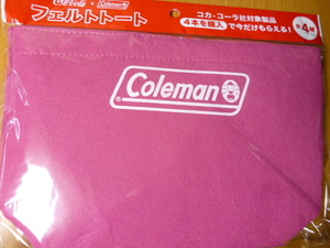 ピンク　　非売品　　コカ・コーラ　　Coleman フェルトトート　　コカコーラ　トートバッグ 