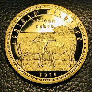 外国古銭 アフリカ2014年 ザンビア記念金貨　大型金貨 カプセル付き　アンティーク 