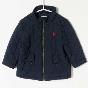 RALPH LAUREN ラルフローレン キッズ ベビー 子供服 キルトジャケット 18M ネイビー 紺 スタンドカラー ホースマーク ジップアウター 防風