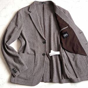 ZARA MAN【美品】アンコンジャケット テーラード サマージャケット 背抜き 綿 ベージュ ブラウン メンズ L〜XL WJK BEAMSF CARUSO Belvest 