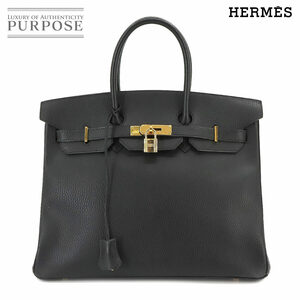 新品同様 エルメス HERMES バーキン35 ハンド バッグ アルデンヌ ブラック □C刻印 ゴールド 金具 Birkin 35 90227231