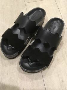 CHOLE クロエ Lauren scalloped leather sandals サンダル サイズ37 ブラック