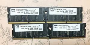 プリンストン(Princeton)ノートPC用メモリ 16GB PC4-17000(DDR4-2133) 260PIN SO-DIMM PDN4/2133-16GB X4枚 合計 64GB 動作品