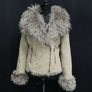 zoee★ショート丈/リアルラム ムートンコート【レディースL/ライトグレー系】ブルゾン/ジップジャケット/Coat/Jacket/Jumper◆pBH530