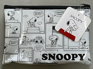 SNOOPY★スヌーピー◇平型ポーチ クラシック柄 [20×14cm] ホワイト 未使用品 ＊化粧ポーチ 小物入れ タグ付