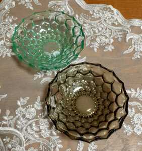 昭和レトロ レトロモダン プレスガラス 皿 デザート皿 2個セット