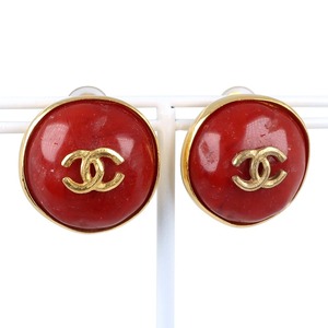 CHANEL シャネル ココマーク 98P イヤリング 金メッキ 赤 レディース【I130323021】中古