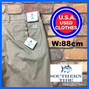 BP3-201★W88センチ位★日本未上陸★デッドストック★【SOUTHERN TIDE】2タック トラウザーズパンツ【W34 メンズ L】ベージュ チノパン