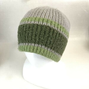 Made in Japan★asics/アシックス★AIRBORN/ニット帽【サイズF/Green×Gray】knit/hat/cap◆CB131