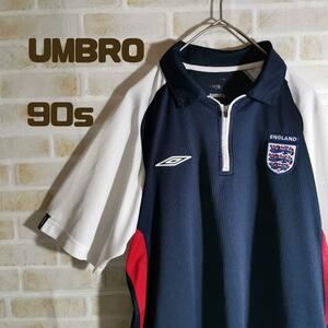 アンブロ UMBRO 90s Tシャツ 半袖 ハーフジップ イングランド