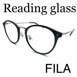 人気のFILA ブランド　リーディンググラス　カジュアルなデザイン　ブルーライト、紫外線カットレンズ仕様　ブラックフレーム　老眼鏡