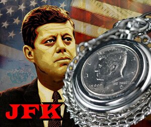 【JFK】ケネディ大統領 USA実物コイン懐中時計 希少コレクターズアイテム 激レア日本未発売 ミント John F. Kennedy メンズ ハーフダラー