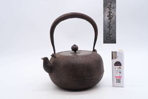 金寿堂 造 小振 鉄瓶 銅蓋 在銘 煎茶道具 湯沸 急須 古美術 時代物 茶道具 