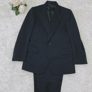 【トロジャン】セットアップ スーツ フォーマル シングル M 黒 　ブラック　毛100　165-94-84